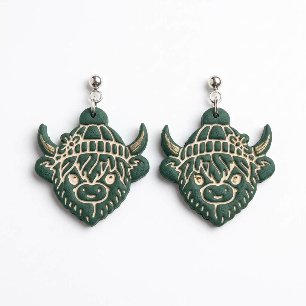 Winter Highland Cow Polymer Clay Cutter | Christmas Earring Tool
