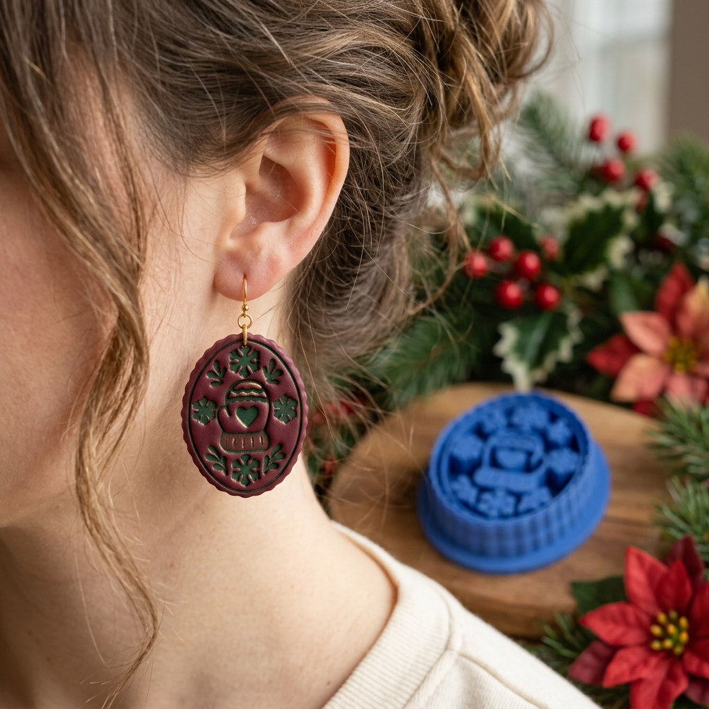 Winter Mitten Medallion Polymer Clay Cutter | Cosy Winter Earring Tool