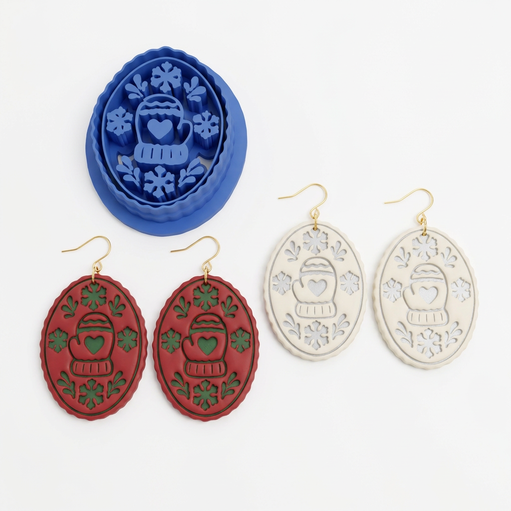 Winter Mitten Medallion Polymer Clay Cutter | Cosy Winter Earring Tool