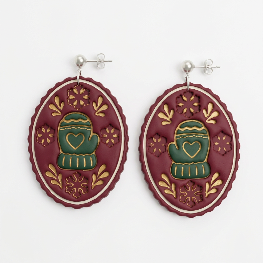 Winter Mitten Medallion Polymer Clay Cutter | Cosy Winter Earring Tool