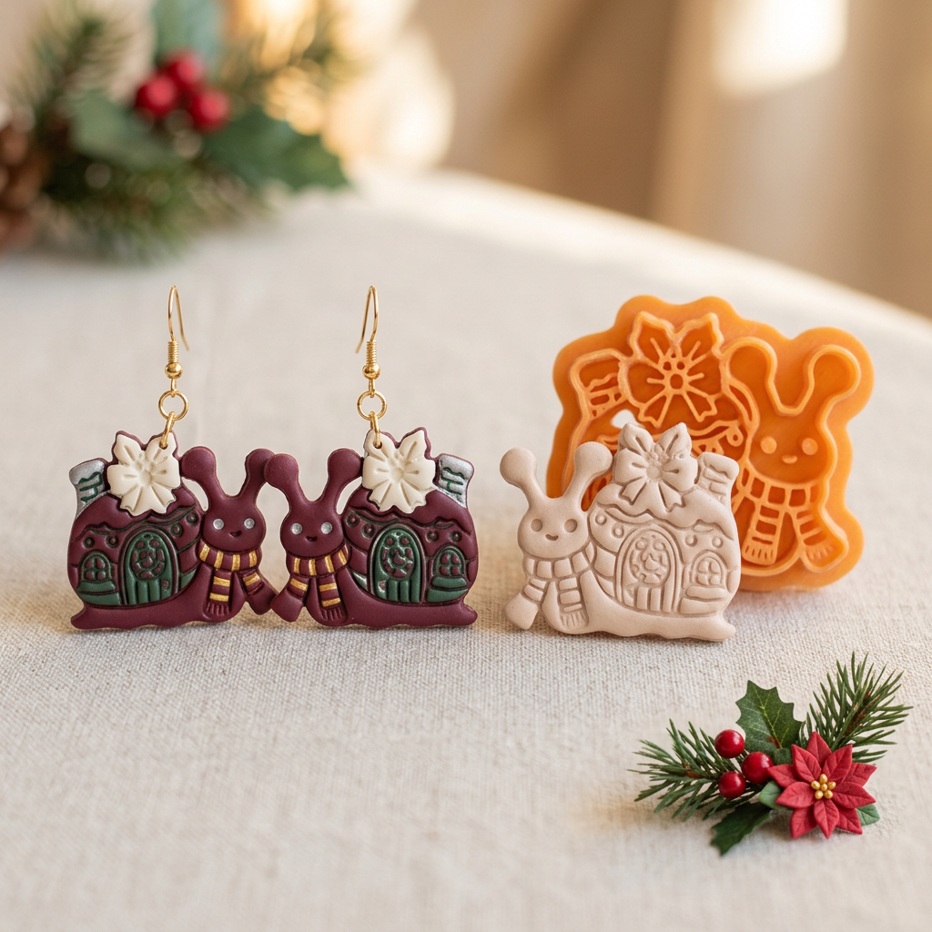 Winter Snail Polymer Clay Cutter | Cute Winter Earring Tool
