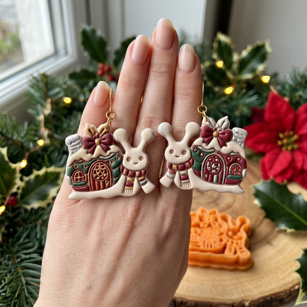 Winter Snail Polymer Clay Cutter | Cute Winter Earring Tool