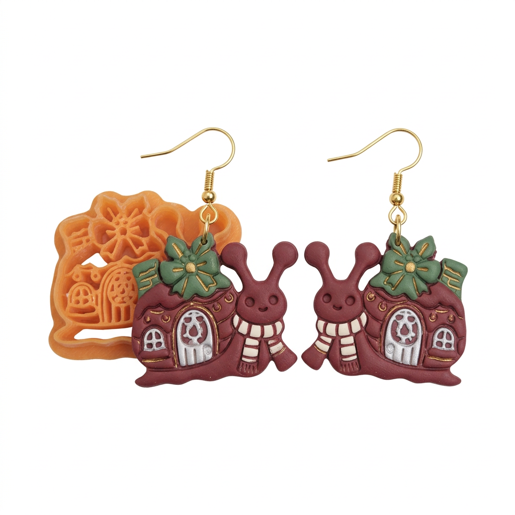 Winter Snail Polymer Clay Cutter | Cute Winter Earring Tool
