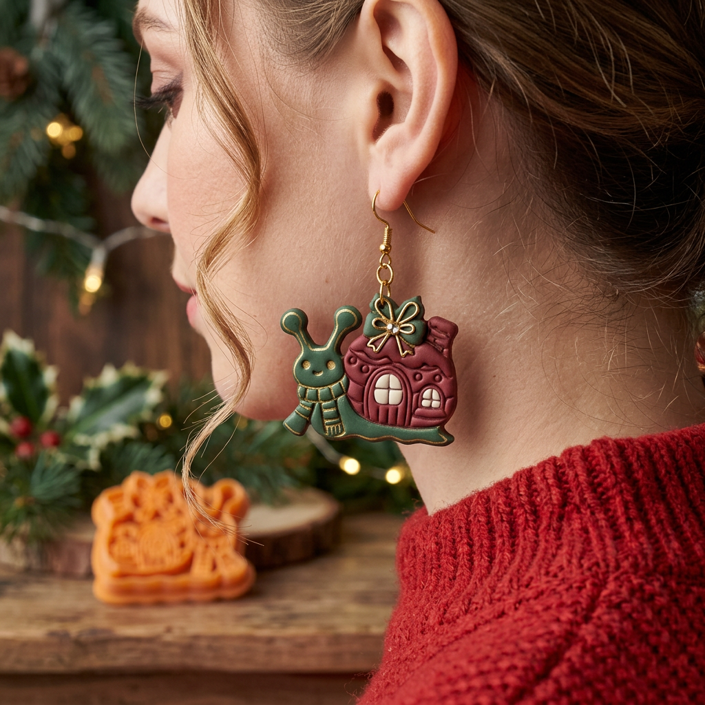 Winter Snail Polymer Clay Cutter | Cute Winter Earring Tool