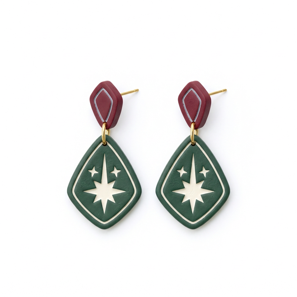 Winter Star Drop Earrings Set of 2 Polymer Clay Cutter | Festive Tool