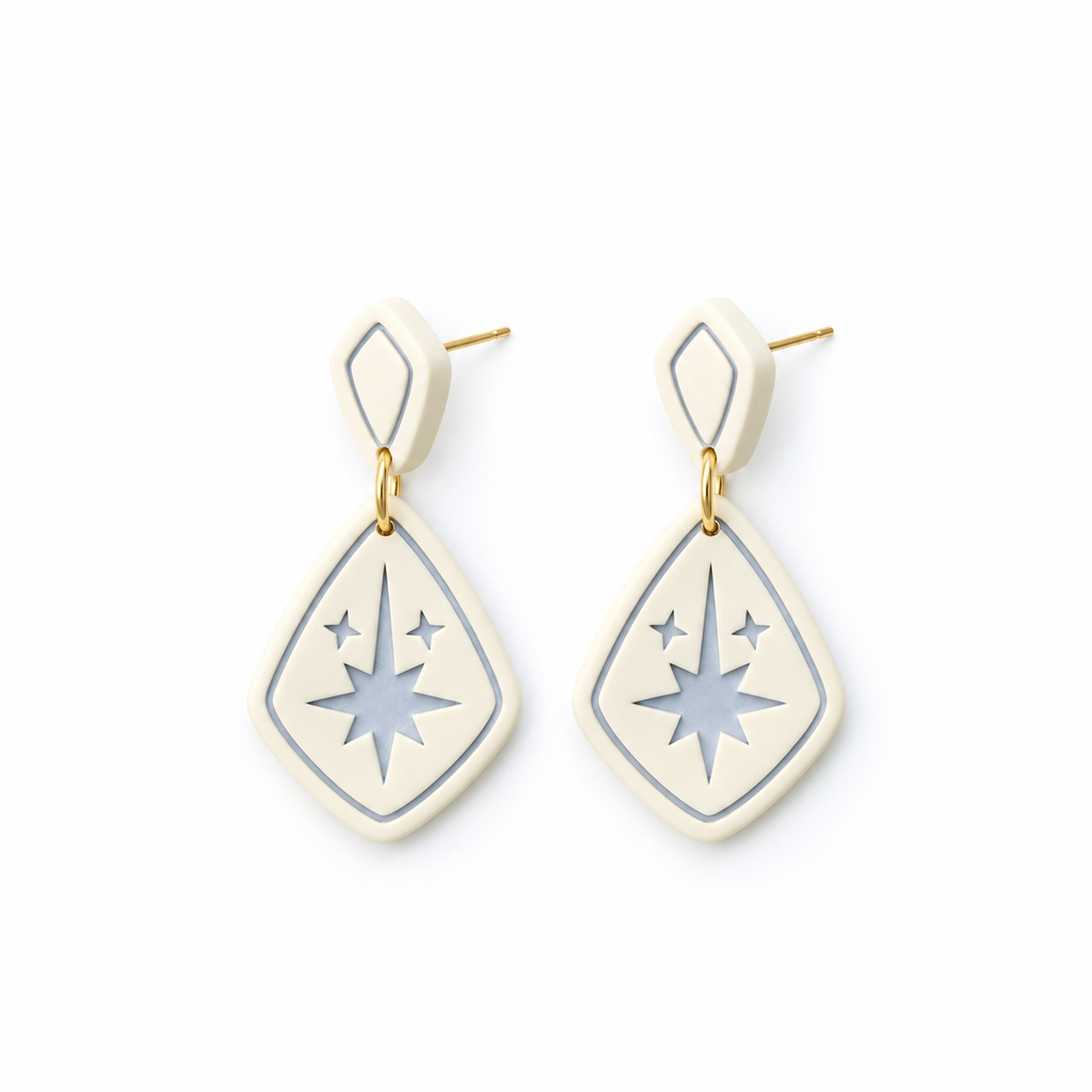 Winter Star Drop Earrings Set of 2 Polymer Clay Cutter | Festive Tool
