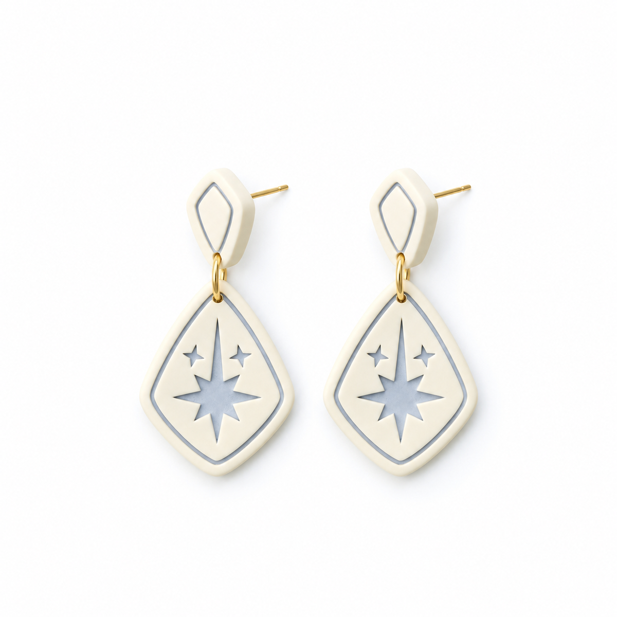 Winter Star Drop Earrings Set of 2 Polymer Clay Cutter | Festive Tool