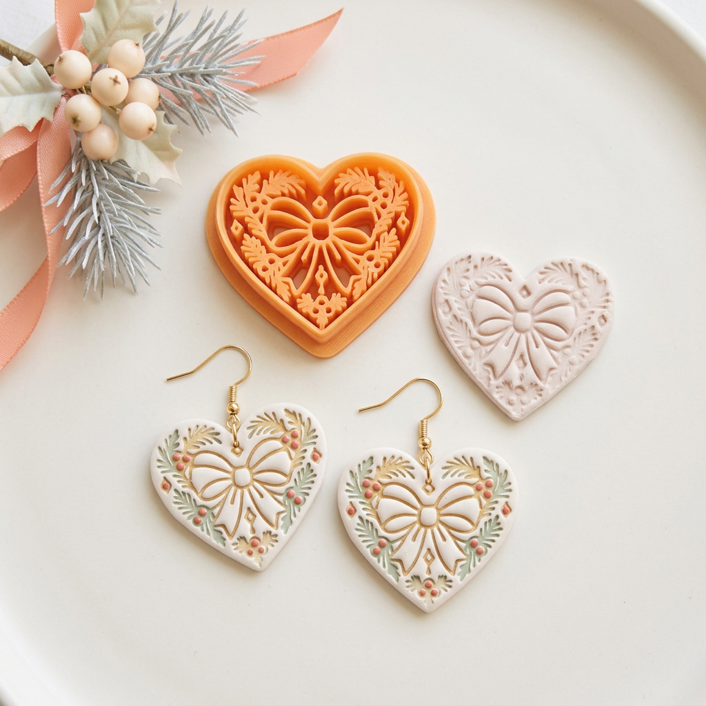 Winter Tattoo Heart Polymer Clay Cutter | Gothic Winter Earring Tool