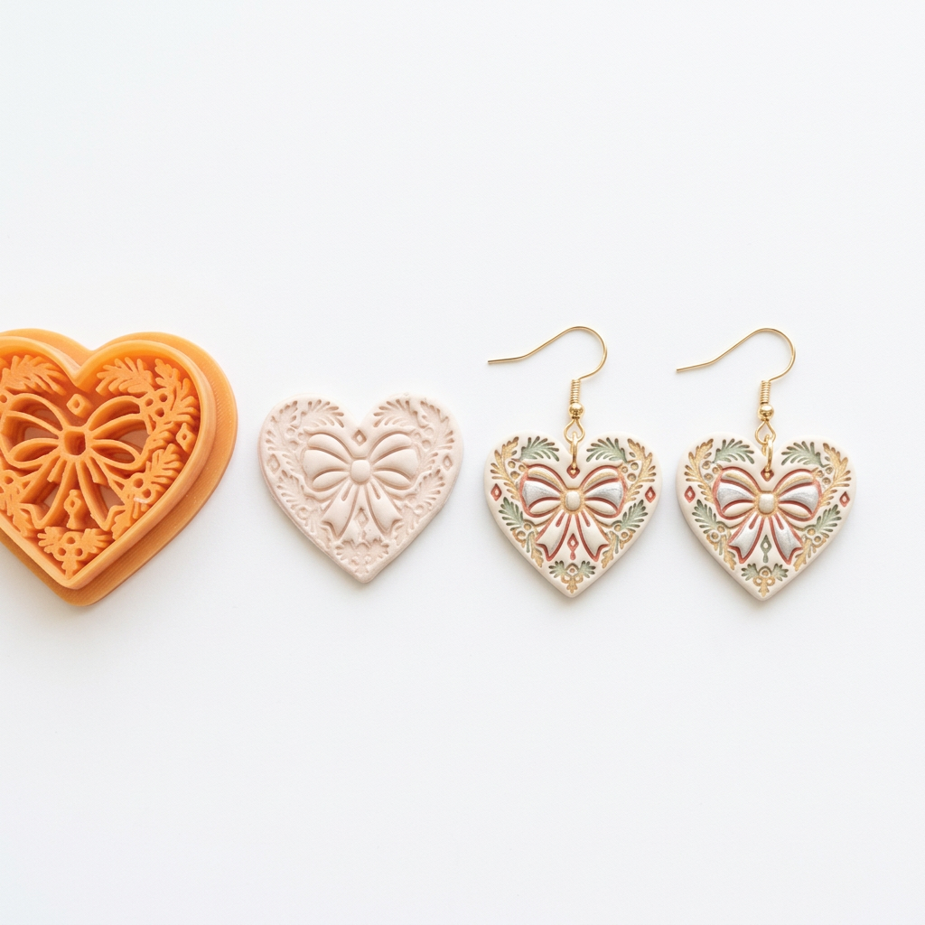 Winter Tattoo Heart Polymer Clay Cutter | Gothic Winter Earring Tool