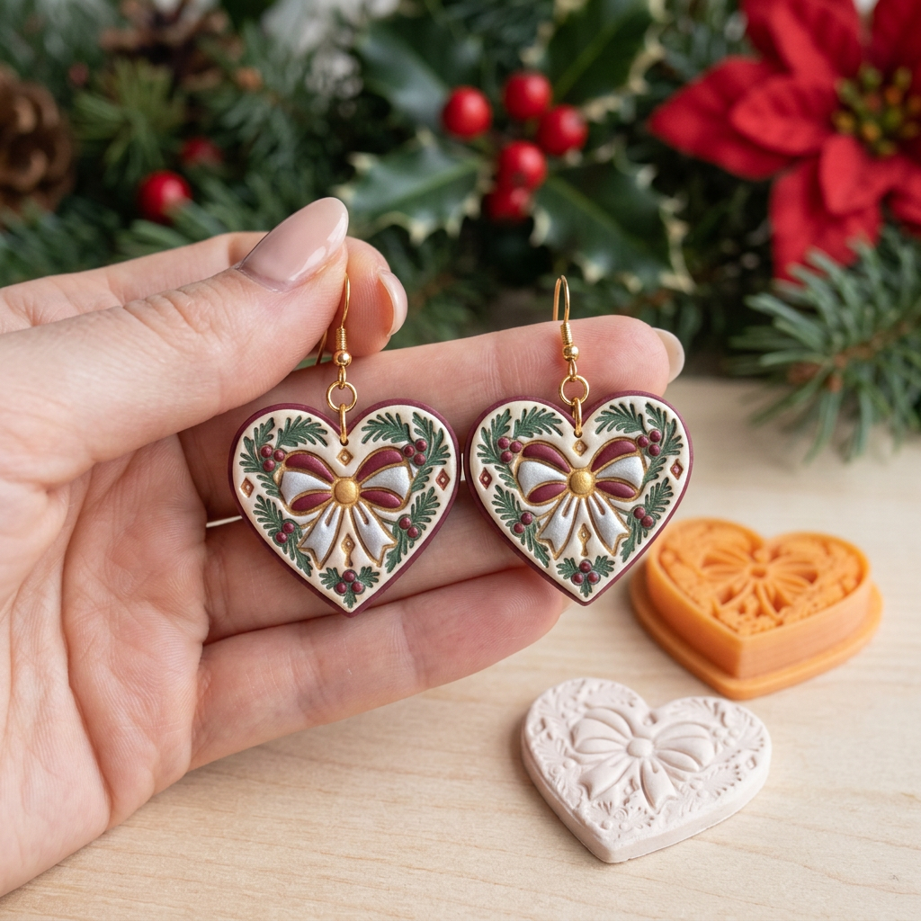 Winter Tattoo Heart Polymer Clay Cutter | Gothic Winter Earring Tool