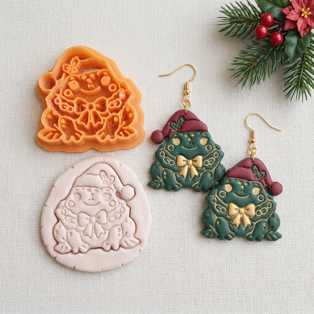 Winter Toad Polymer Clay Cutter | Cute Winter Earring Tool