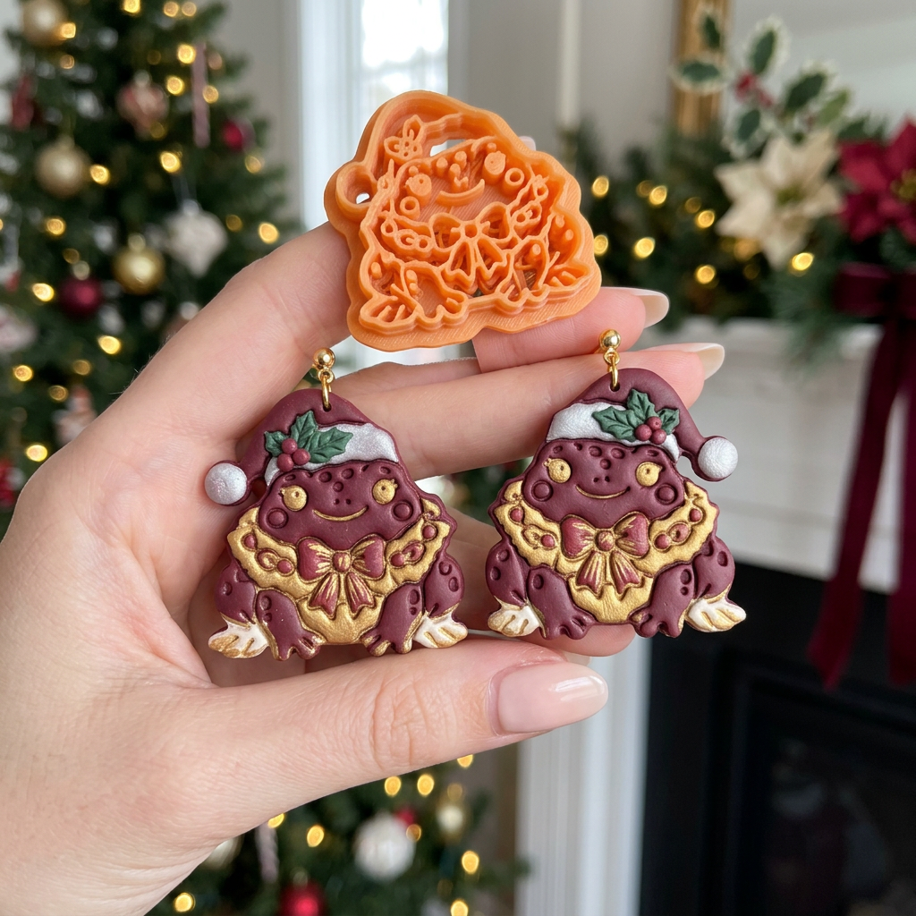 Winter Toad Polymer Clay Cutter | Cute Winter Earring Tool