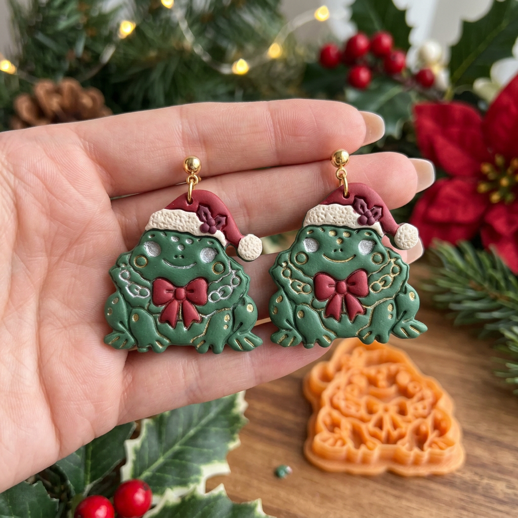 Winter Toad Polymer Clay Cutter | Cute Winter Earring Tool