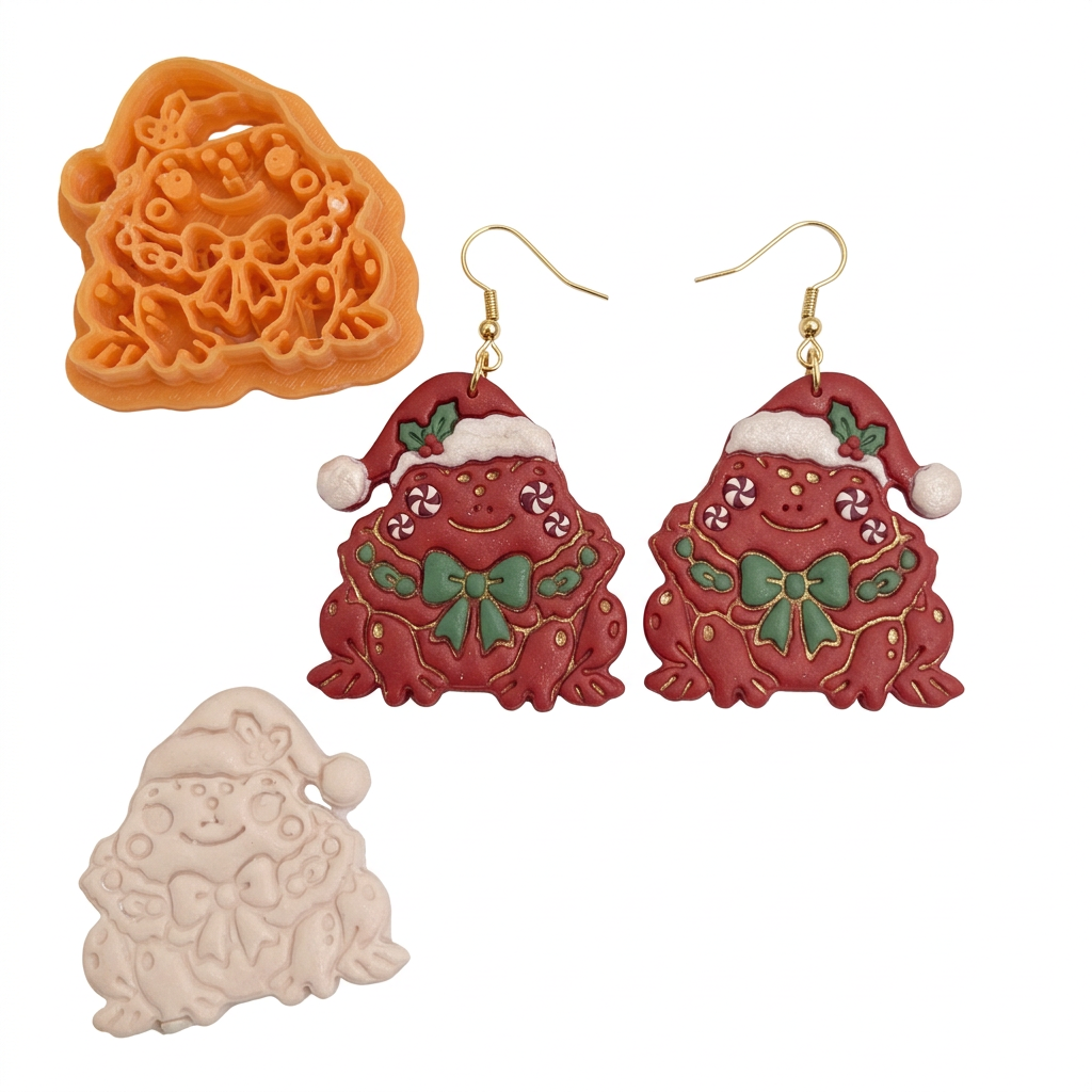 Winter Toad Polymer Clay Cutter | Cute Winter Earring Tool