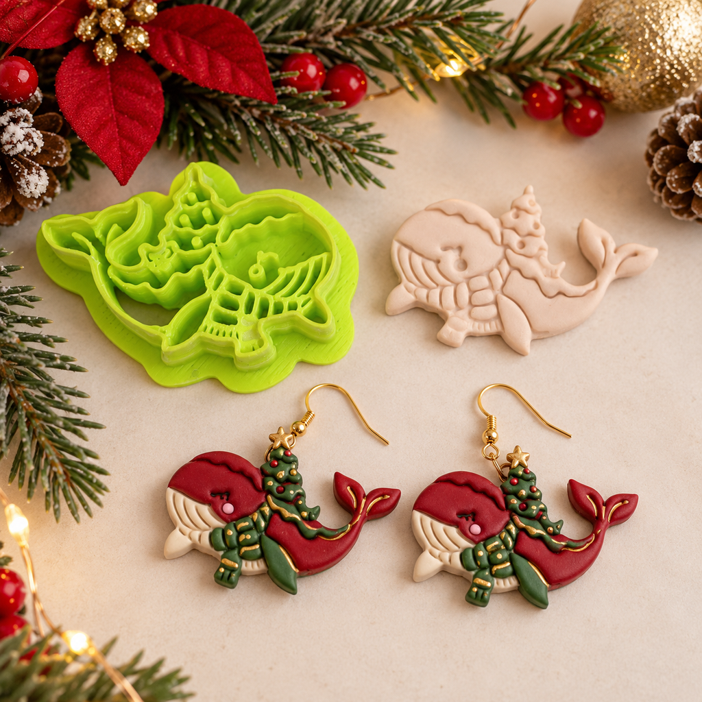 Winter Whale Polymer Clay Cutter | Cute Winter Earring Tool
