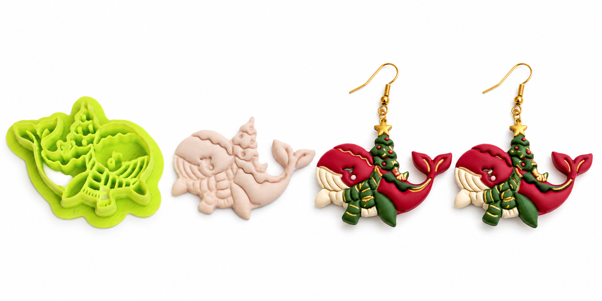 Winter Whale Polymer Clay Cutter | Cute Winter Earring Tool