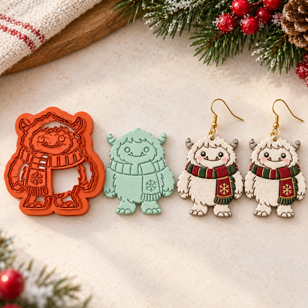 Winter Yeti Polymer Clay Cutter | Cute Winter Earring Tool