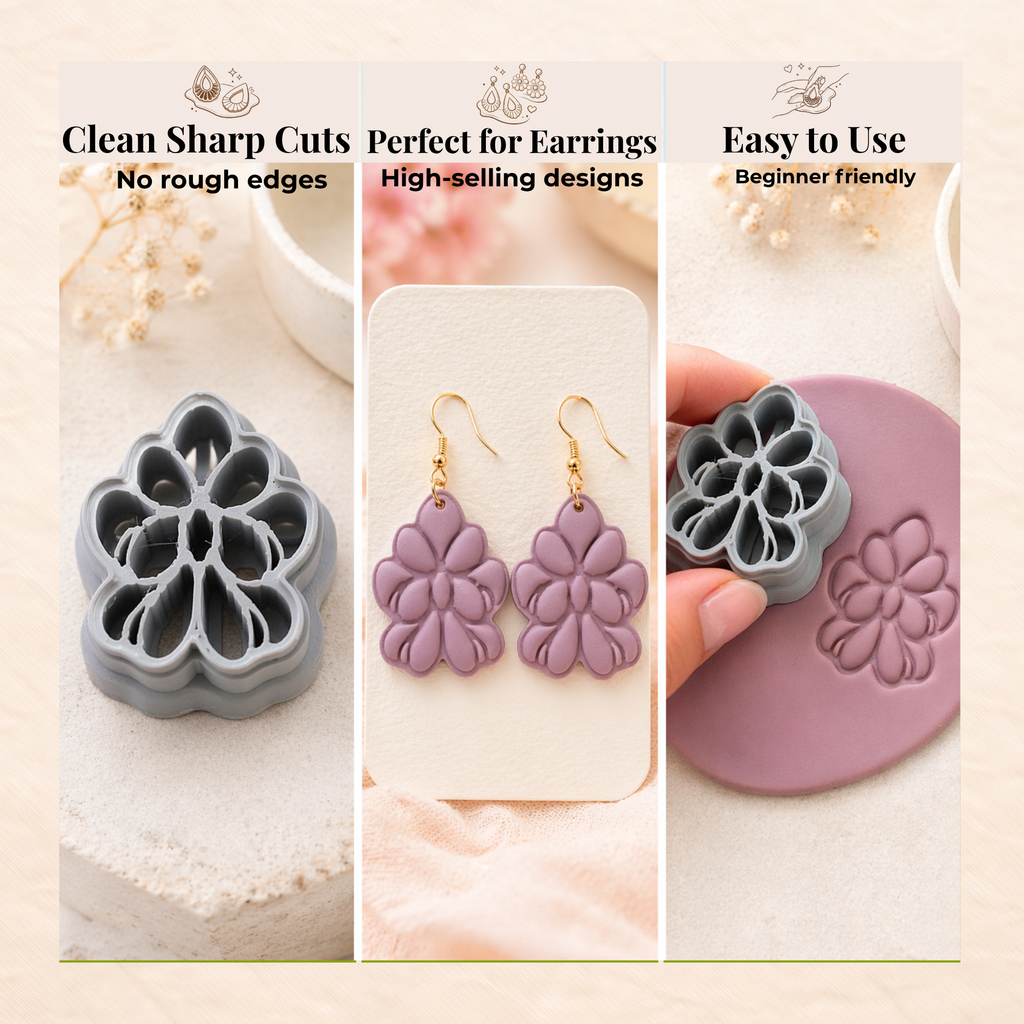 Wisteria Flower Polymer Clay Cutter 25-50mm | Floral Jewellery | IrisCrafts7