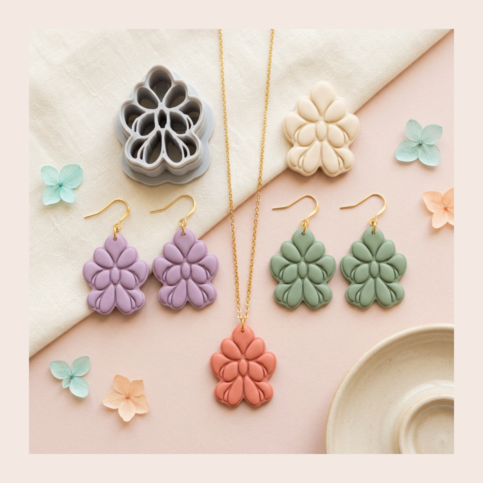 Wisteria Flower Polymer Clay Cutter 25-50mm | Floral Jewellery | IrisCrafts7