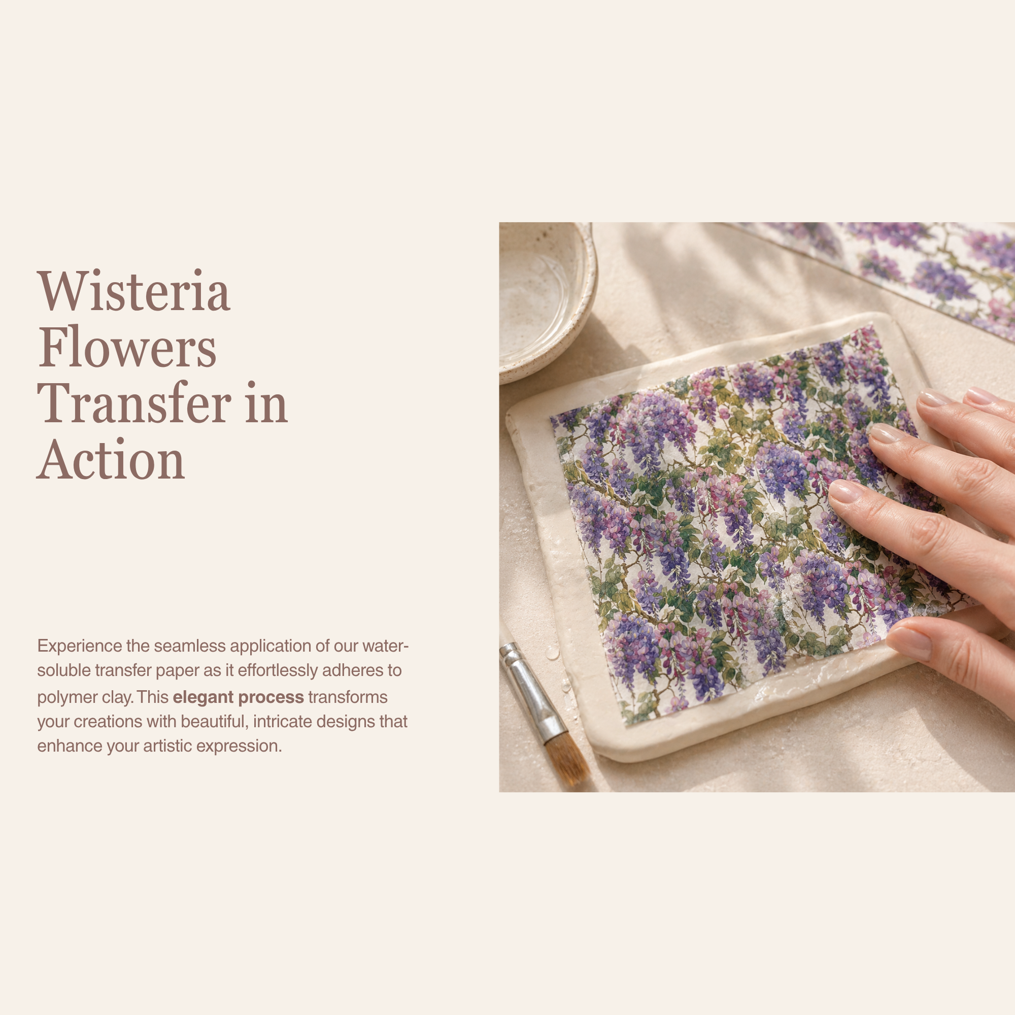 Wisteria Flowers Transfer Paper for Polymer Clay 150x100mm | Floral Clay Transfer | IrisCrafts7