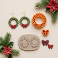 Wreath 2 Set of 2 Polymer Clay Cutter | Christmas Earring Tool