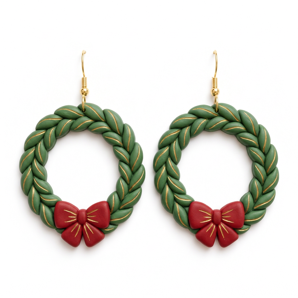 Wreath 2 Set of 2 Polymer Clay Cutter | Christmas Earring Tool
