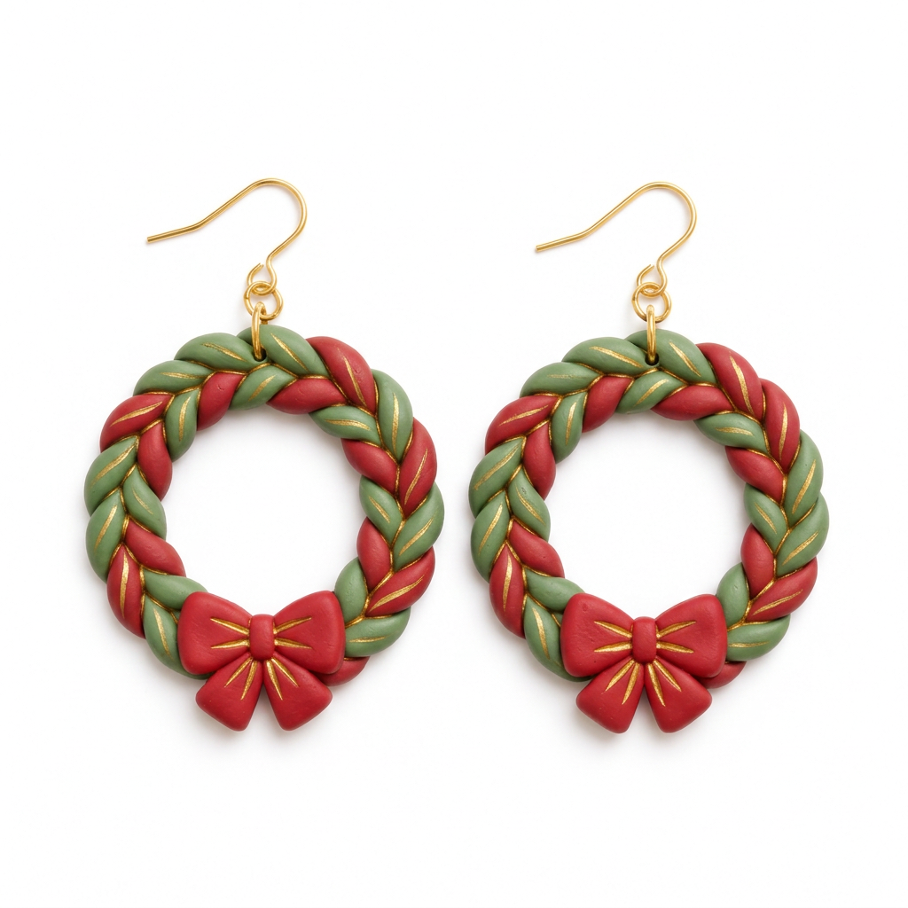 Wreath 2 Set of 2 Polymer Clay Cutter | Christmas Earring Tool