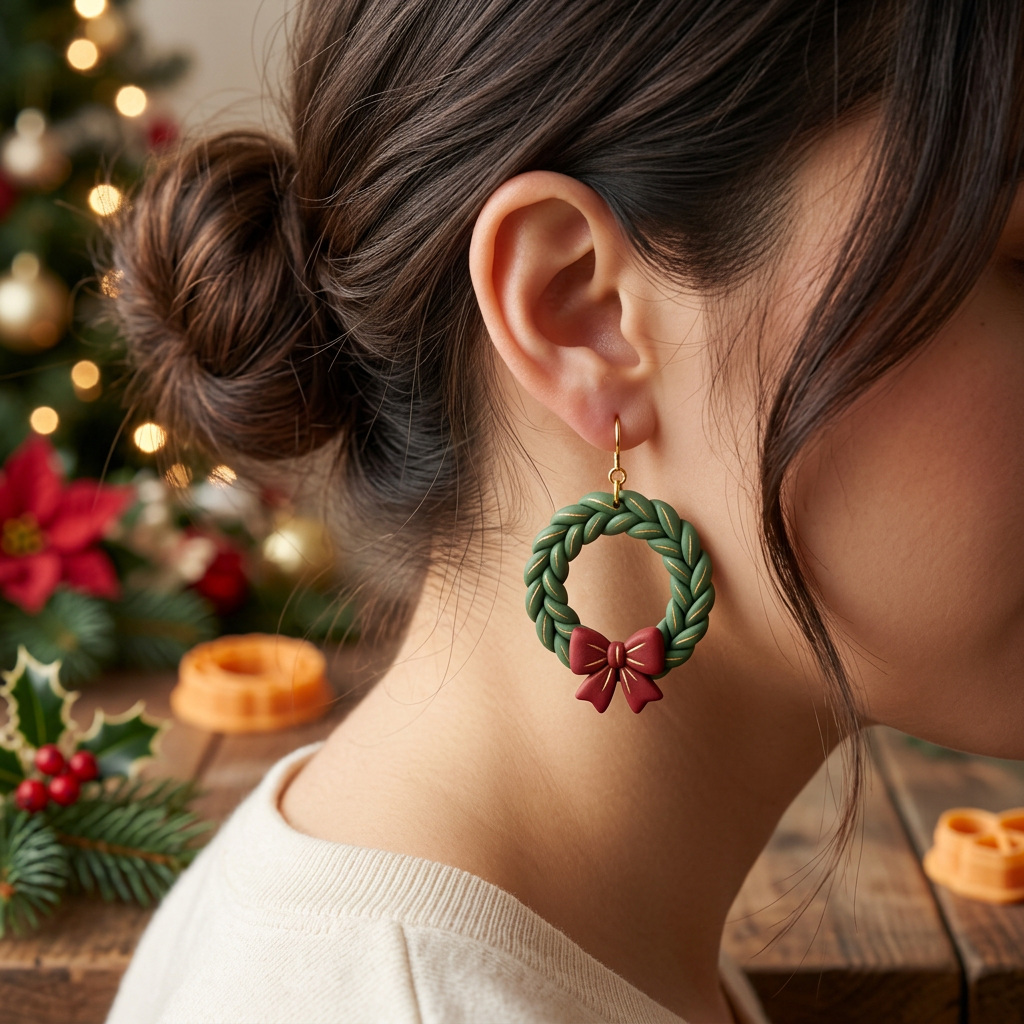 Wreath 2 Set of 2 Polymer Clay Cutter | Christmas Earring Tool