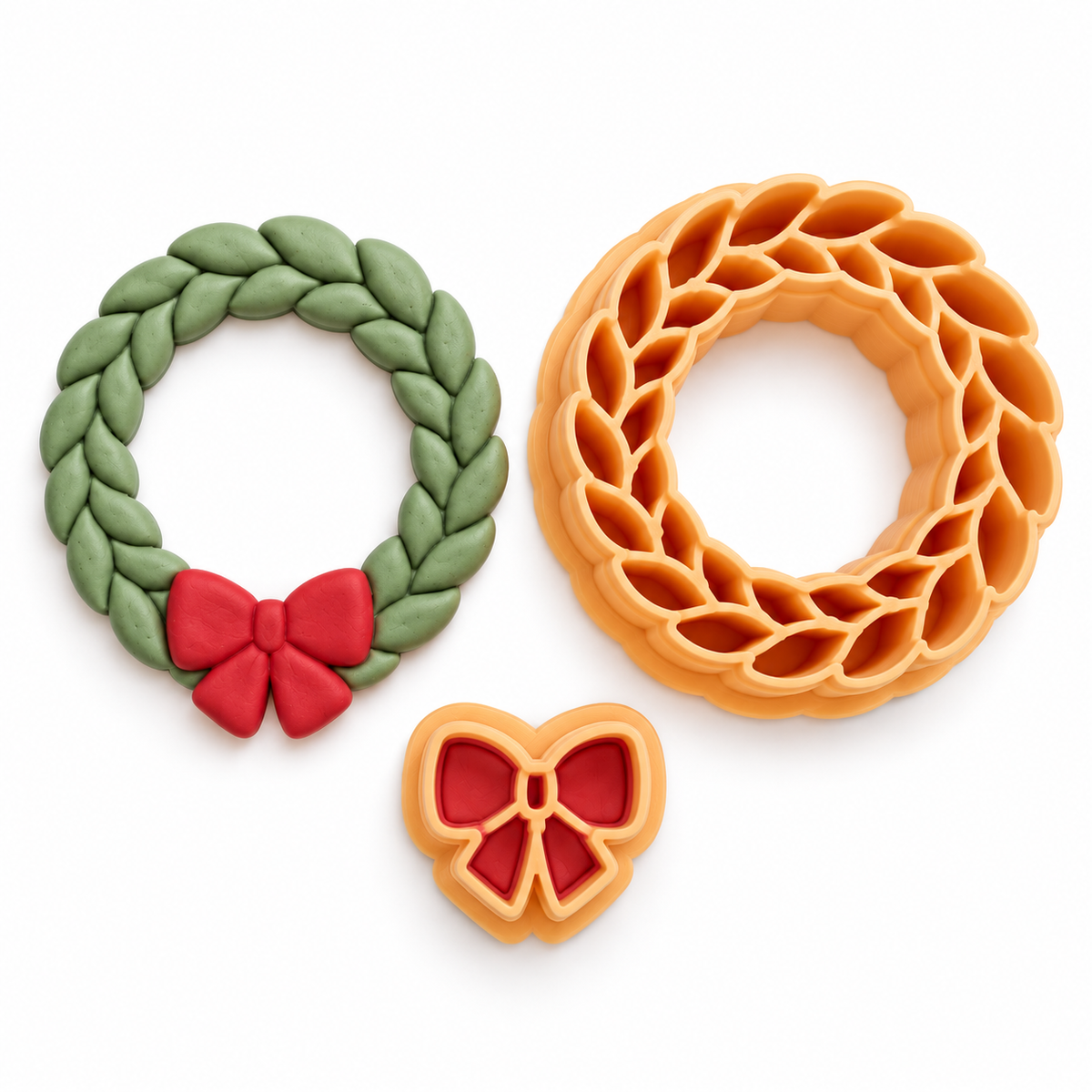 Wreath 2 Set of 2 Polymer Clay Cutter | Christmas Earring Tool