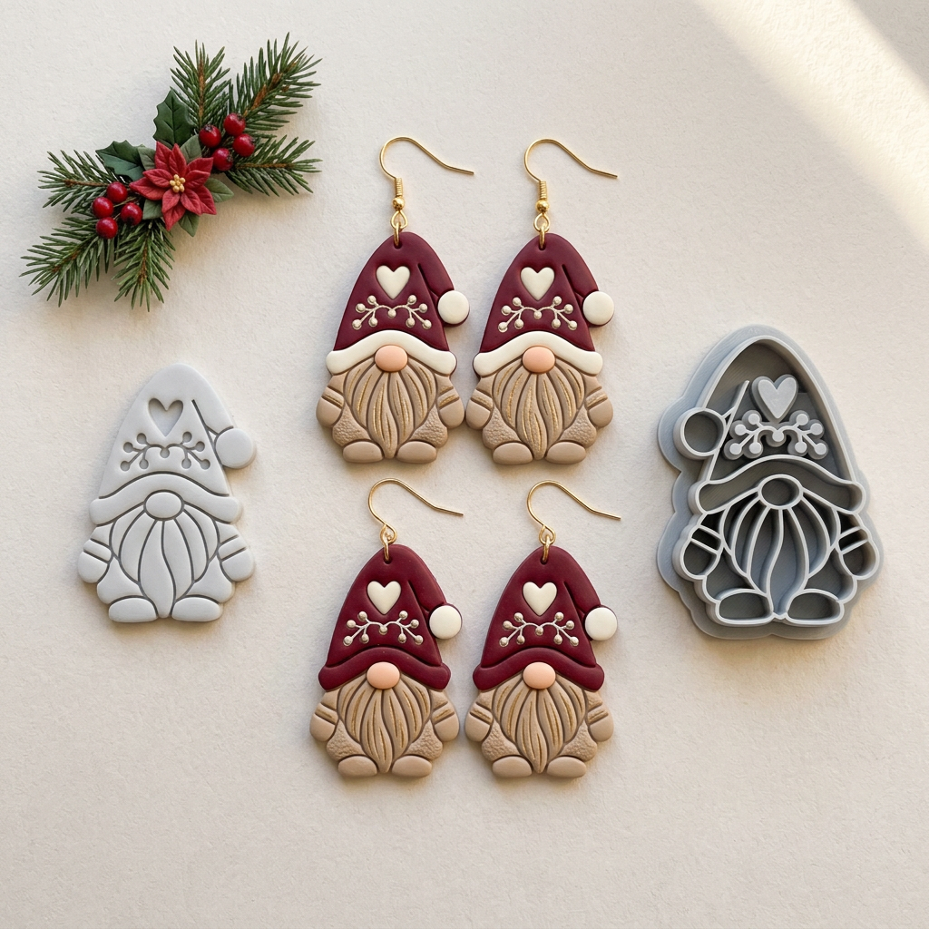 Xmas Gnome Polymer Clay Cutter | Cute Christmas Earring Tool