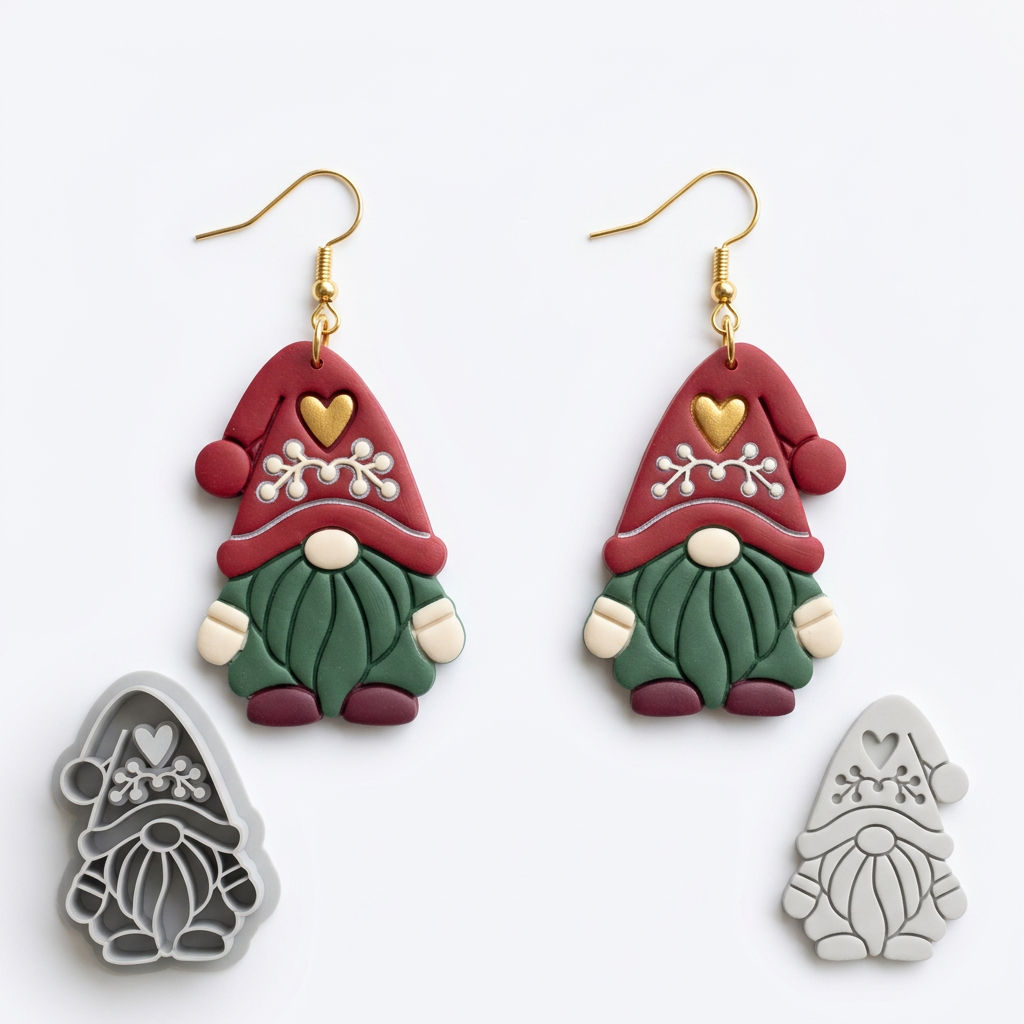Xmas Gnome Polymer Clay Cutter | Cute Christmas Earring Tool