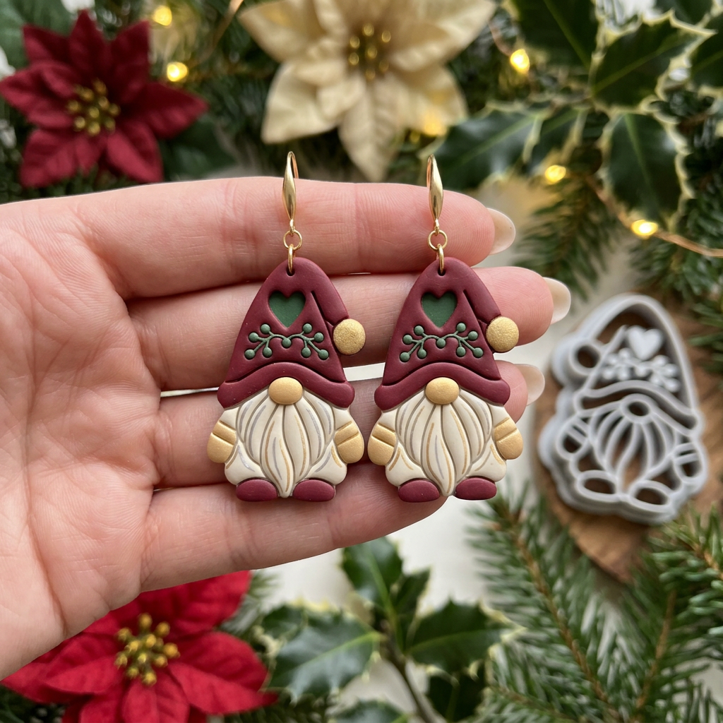 Xmas Gnome Polymer Clay Cutter | Cute Christmas Earring Tool