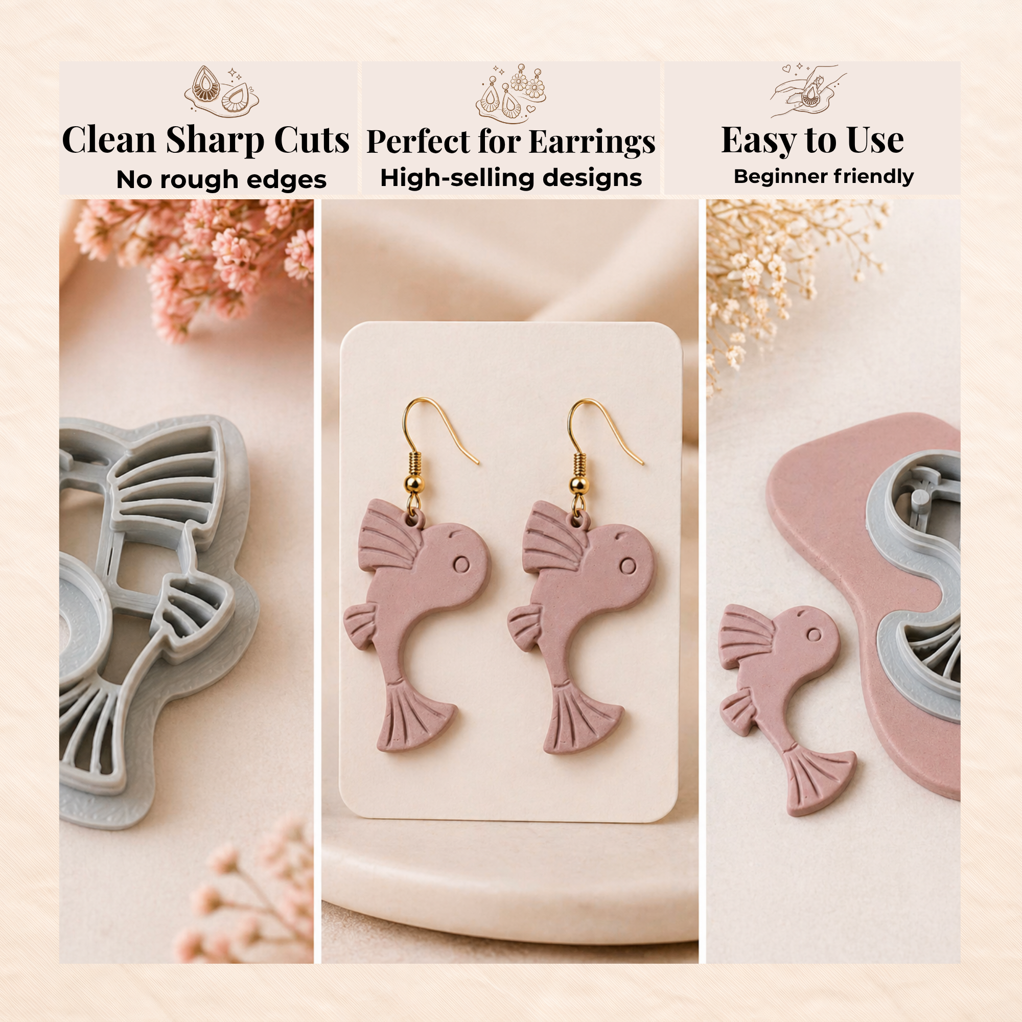 Yin Yang Fish Polymer Clay Cutter 25–45mm | Spiritual Earring Cutter | IrisCrafts7