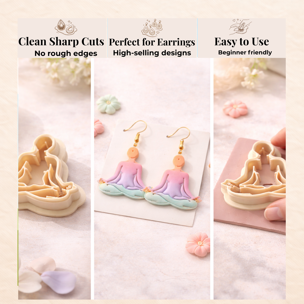 Yoga Lotus Pose Polymer Clay Cutter 30-50mm | Spiritual Jewellery | IrisCrafts7