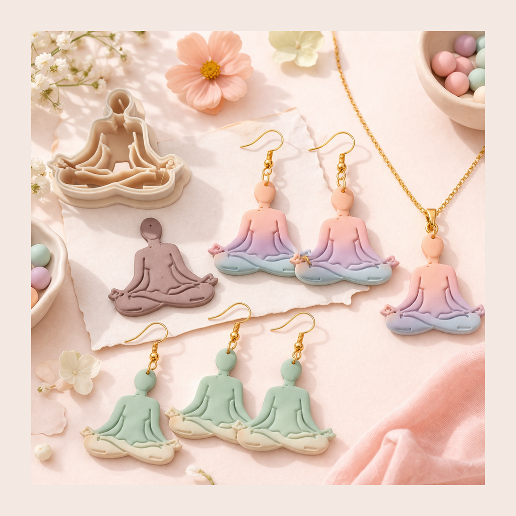 Yoga Lotus Pose Polymer Clay Cutter 30-50mm | Spiritual Jewellery | IrisCrafts7